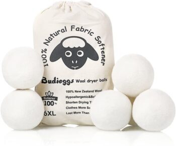 Budieggs Wool Dryer Balls Organic XL 6-Pack